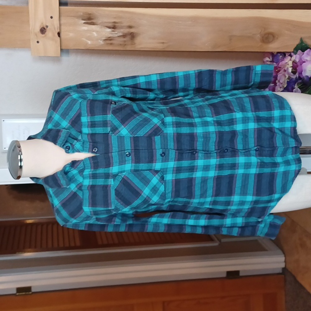 Fox Plaid Button Down Top